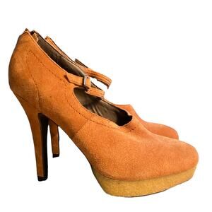 Bacio 61 Violino suede Mary Jane platform heels size 10 cinnamon